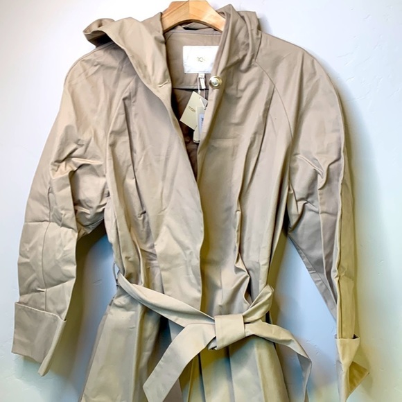MAJE HOODED TRENCH COAT WITH BELT - camel 40 | US 8 NWT - Picture 6 of 16